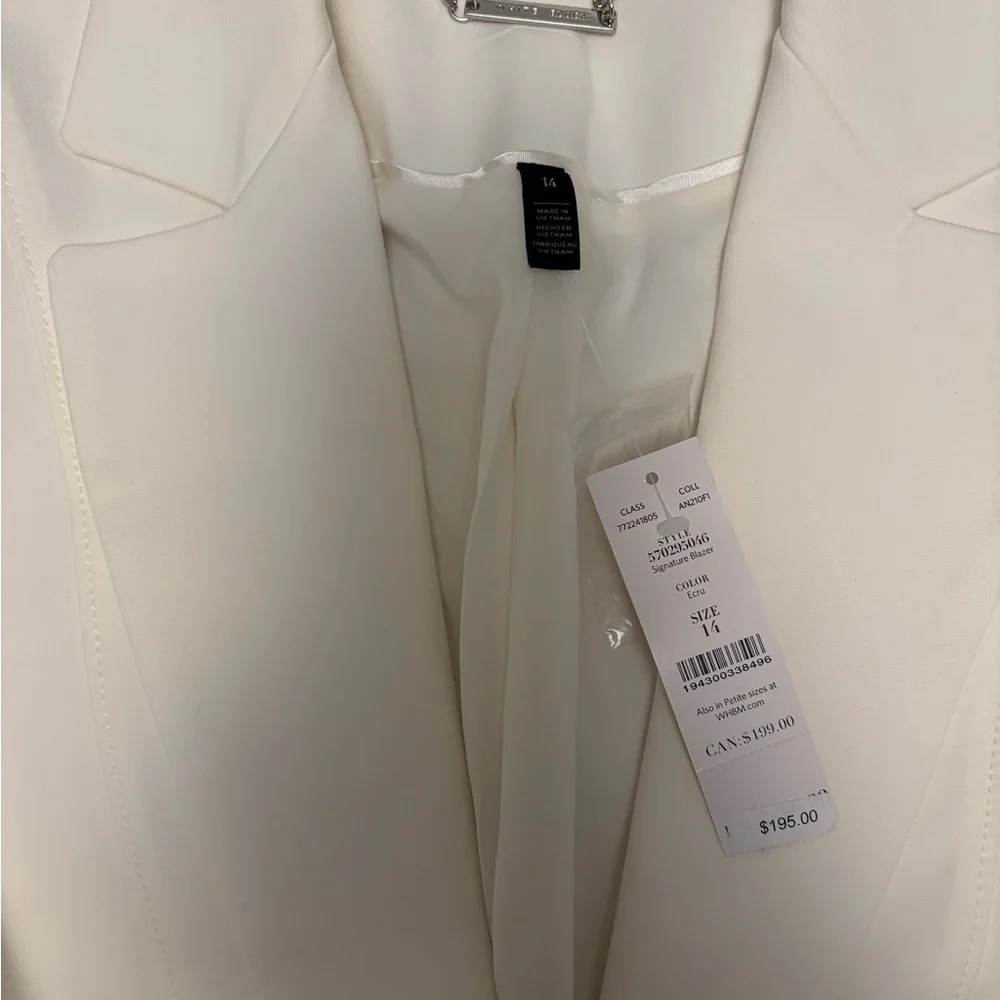 White House Black Market Ivory Tailored Stretch Blazer Jacket NWT Size 14 - Picture 6 of 10